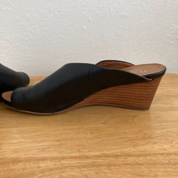 Franco Sarto Dublin Leather Wedge Sandals Heels Size 7.5 Slip On Open Toe - Picture 10 of 14